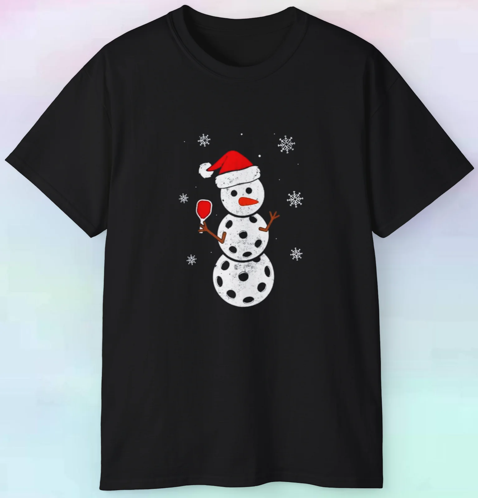 Men's Women's Pickleball Snowman T Shirt | Sports Winter Holidays | S-5XL Tee