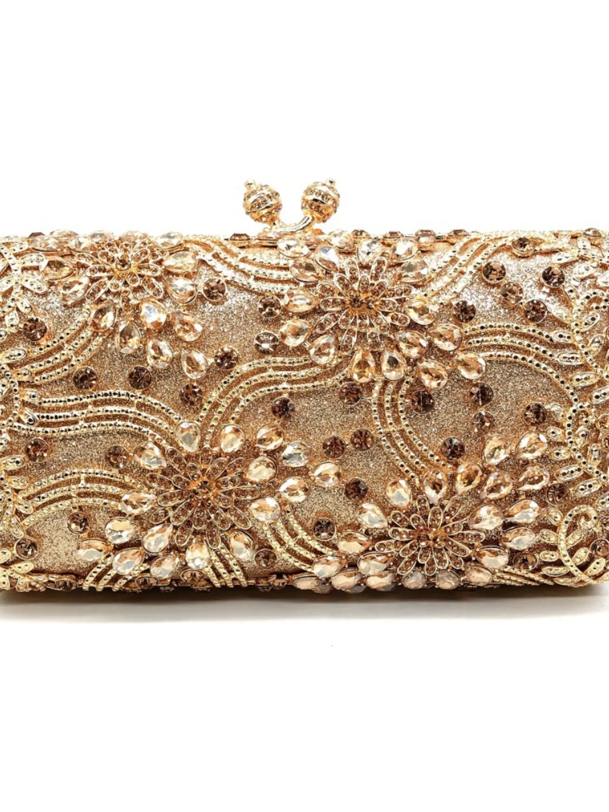 

Diamond Encrusted Hard Box Evening Clutch Bag for Women Par Dinner Dr Code Ele Plant Floral Pattern PU Leather Handbag