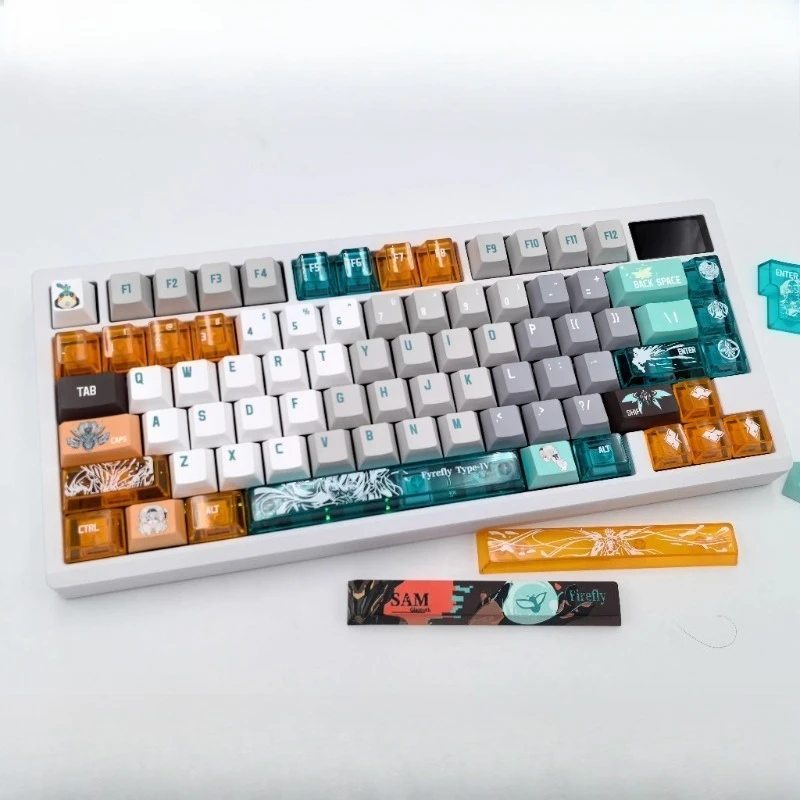 

Двойные комбинированные колпачки Firefly Sam, изготовленные на заказ колпачки для клавиш PBT Cherry Profile, прозрачные термосублимационные механические колпачки для клавиш
