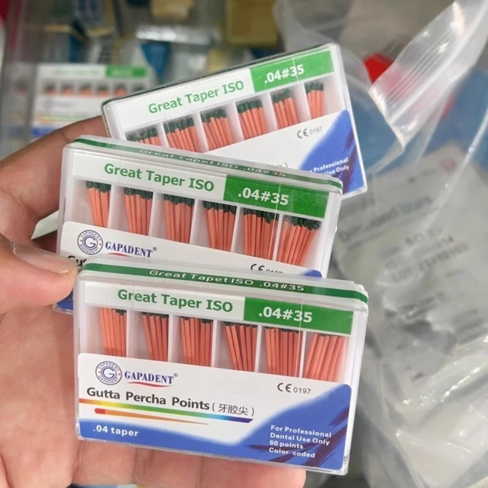 Durable Dental Gutta Percha Points Root Canal Therapy Endodontic Filling Fiber Tips GP 02/04/06 Taper #15-40 Cone Poles Material
