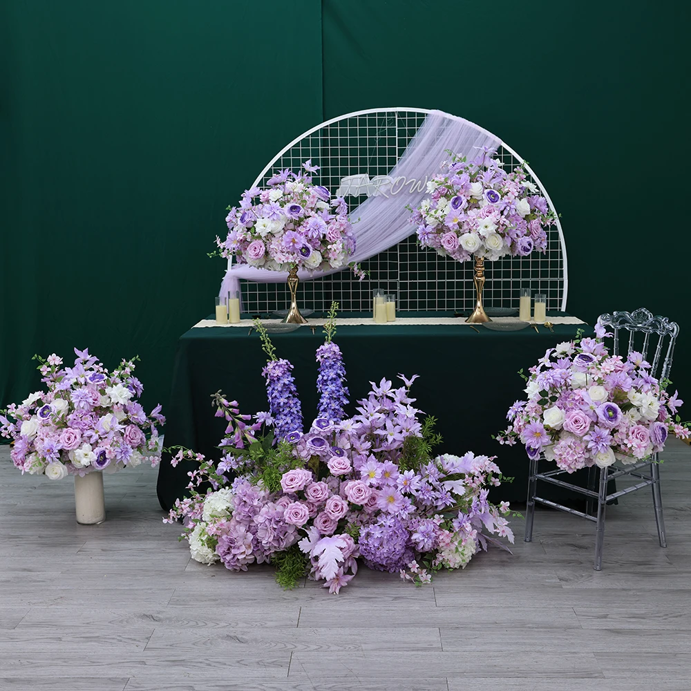 

Artificial Flowers Decoration Marriage Custom High Quality Purple Centerpieces Flower Ball Fake Floral Arrangement Props HY2235