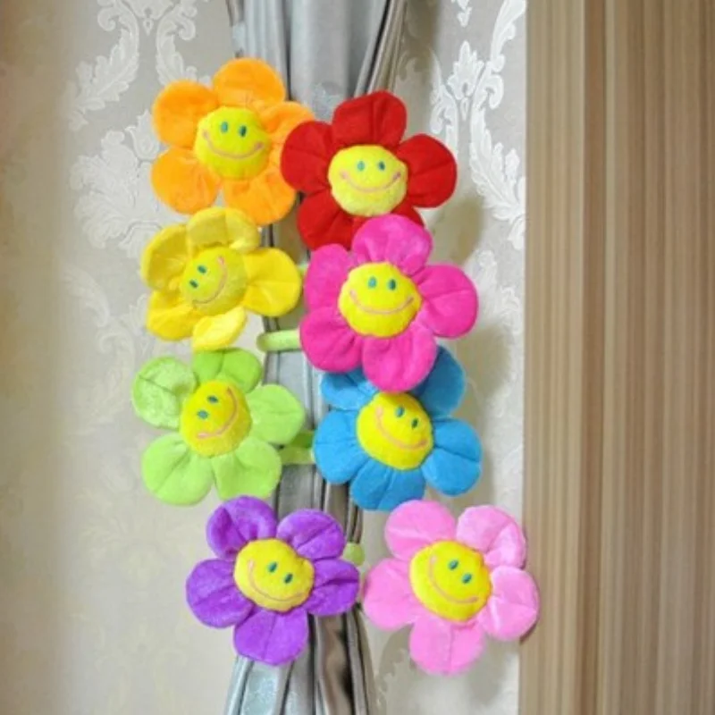20Pcs/Lot Wholesale Plush Toy Sun Flower Bendable Suffed Smile Face Curtain Buckle Sunflowers Wedding Bouquet Sunflower Gifts