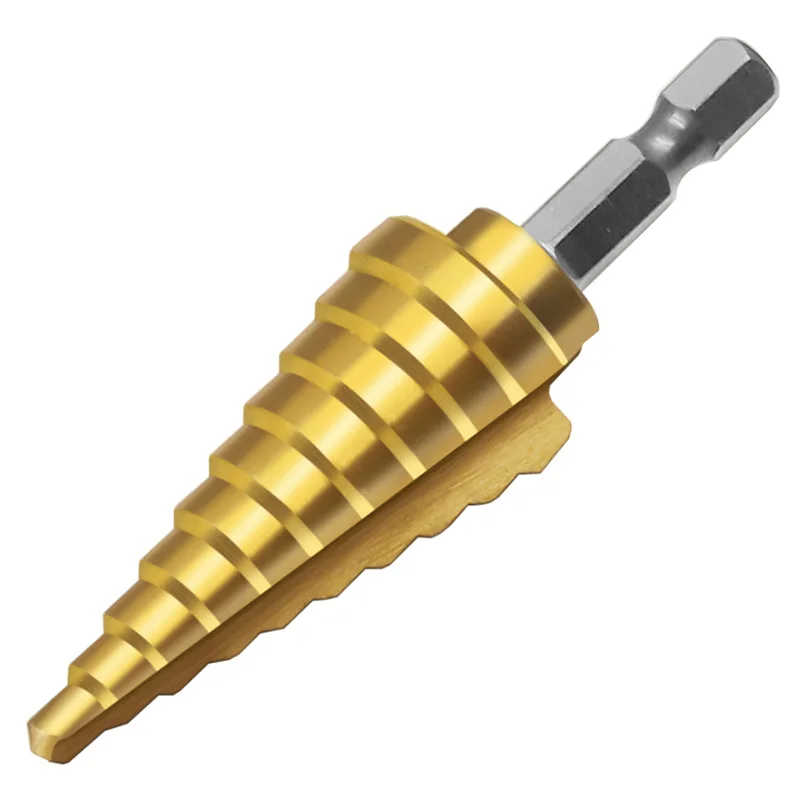 SenNan 1pcs 4-22 HSS Step Drill Bit Straight Groove Titanium Coated Wood Metal Hole Cutter 4241 High Speed Steel Core Drill Bit