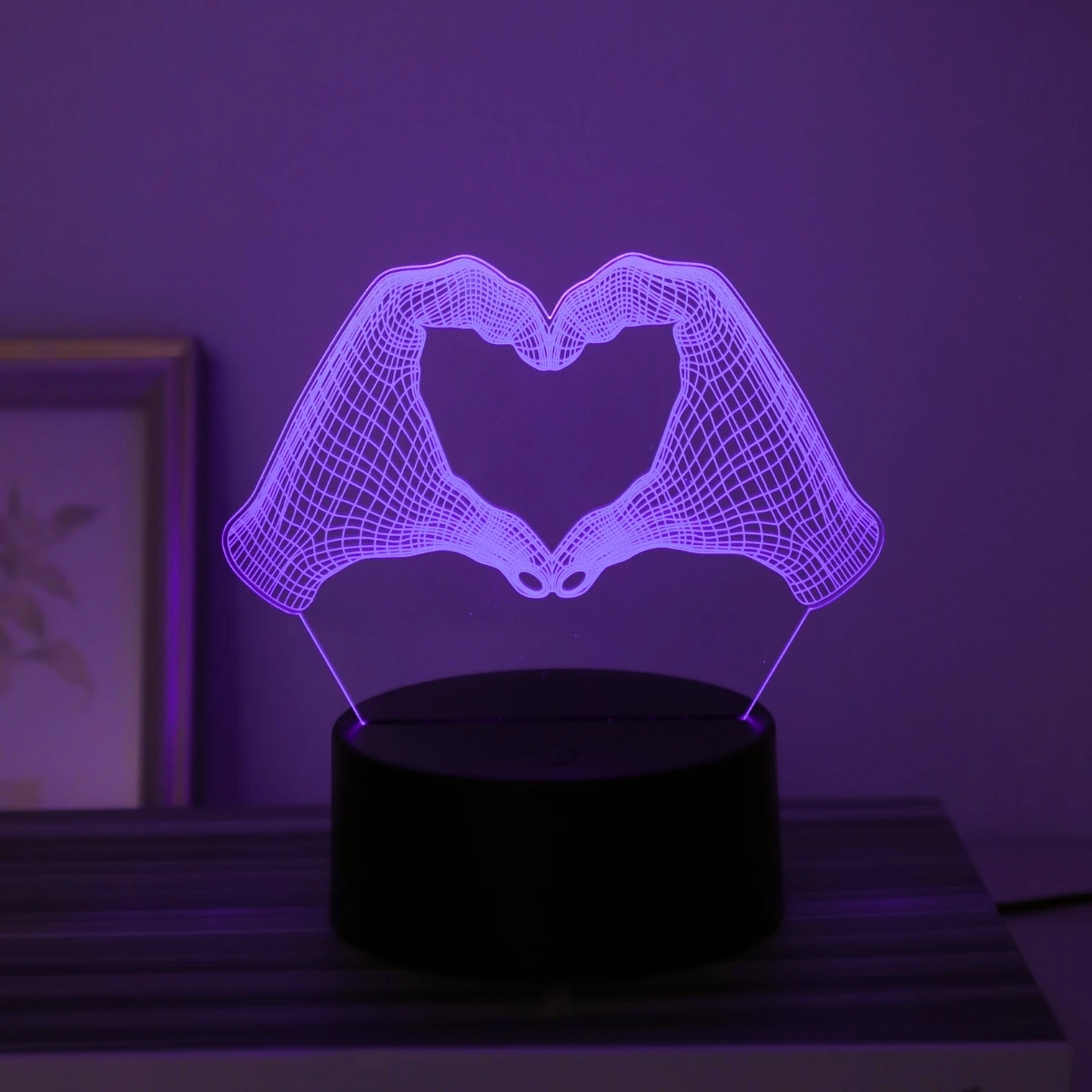 3D Two Hand Heart Night Light Home Desktop Decoration Christmas Decoration Fancy Lighting LED Room Light Birthday Gift Light