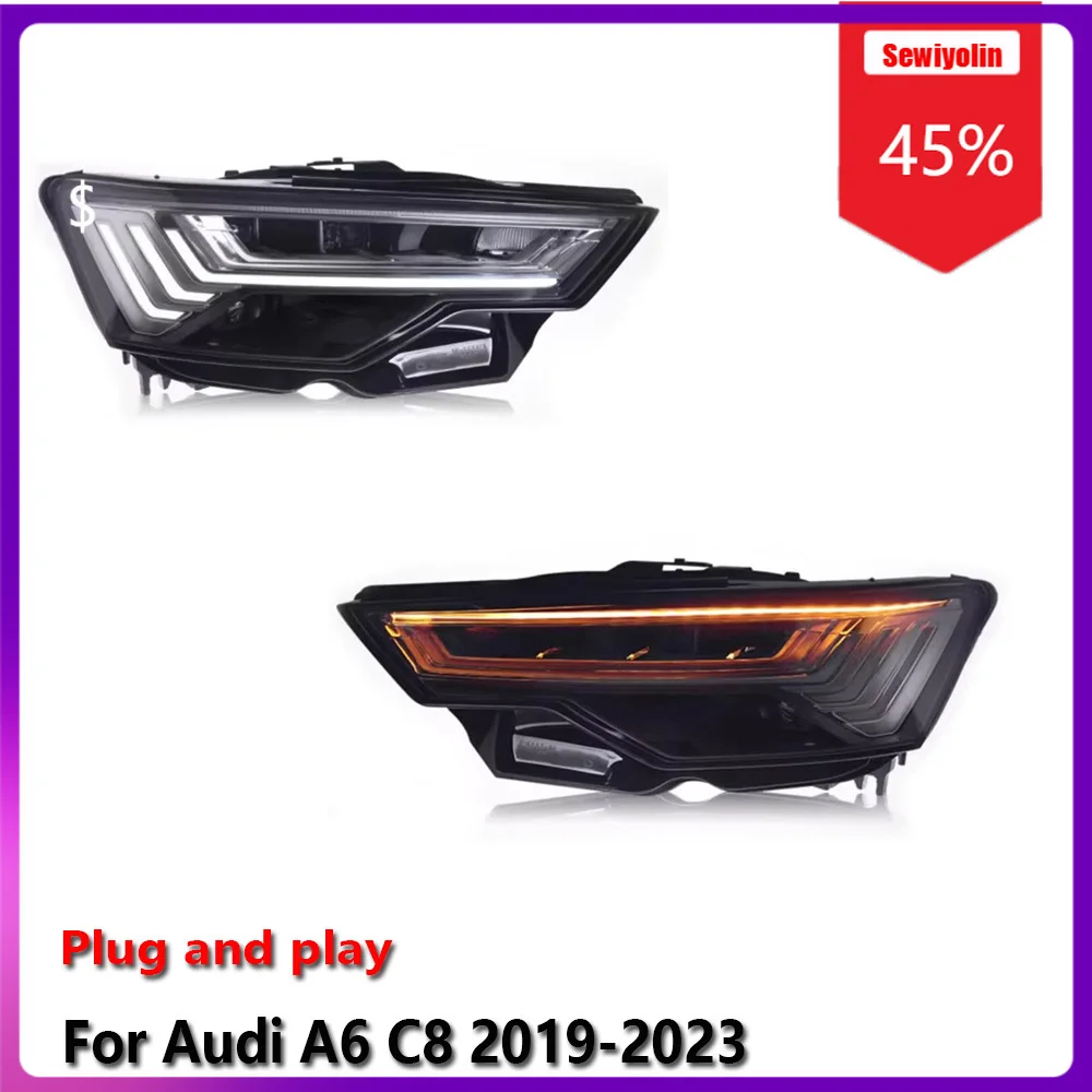 

Car LED Lamp Headlight Assemblies For Audi A6 C8 2019-2023 Fog DRL Brake Turn Signal Lamp Plug and Play
