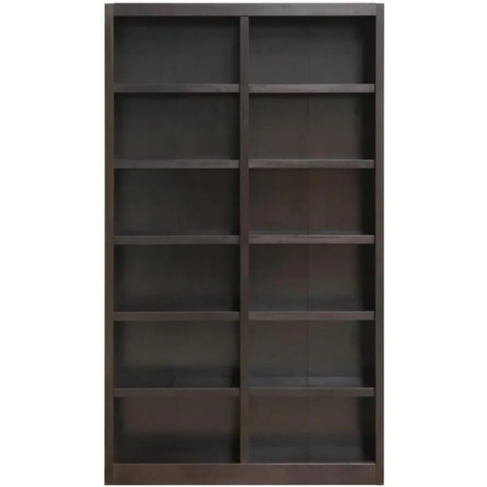 84" Double Wide Wood Bookcase, with 10 Adjustable Shelves & 2 Fixed Shelves, Assembly Required, Bookcases