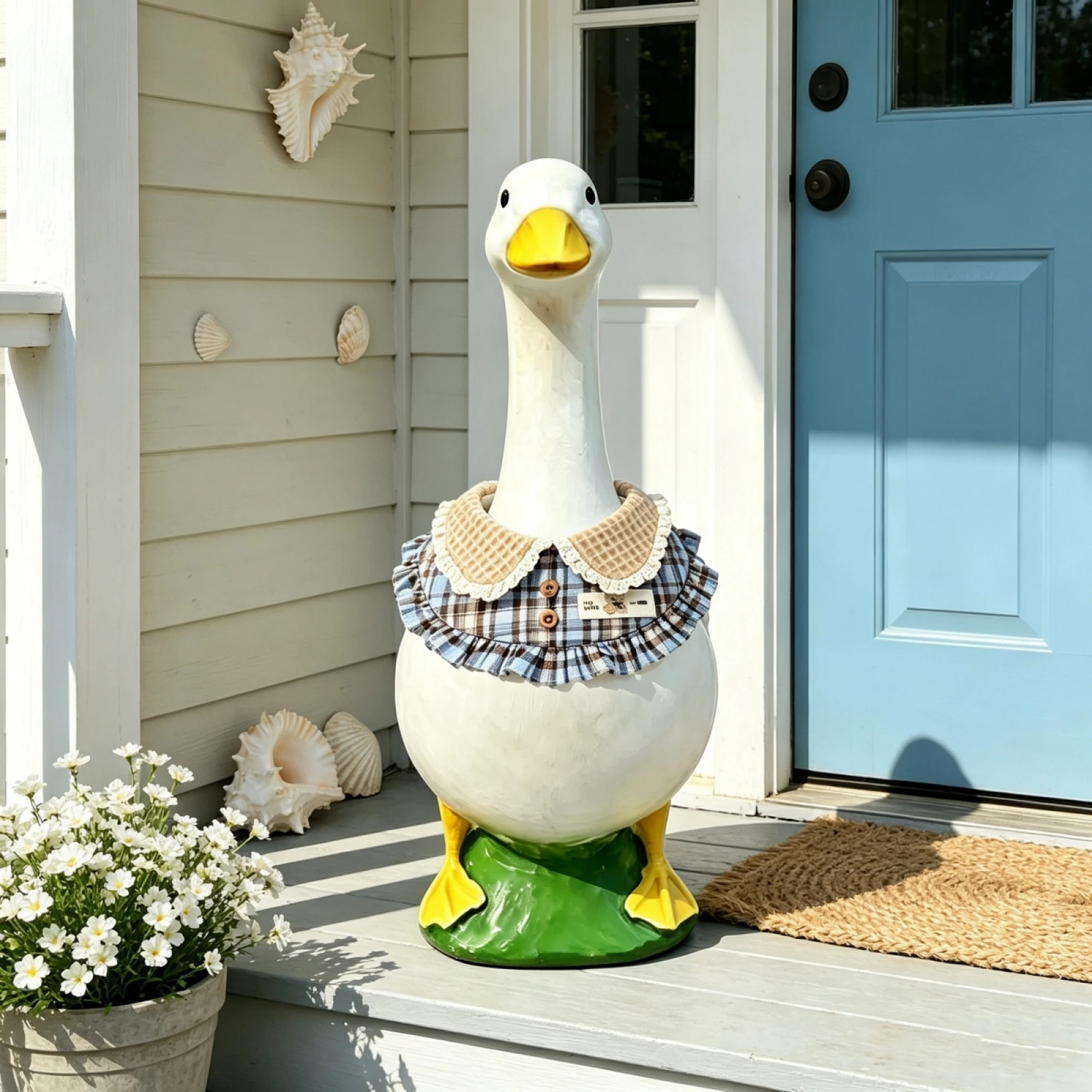 23-inch Porch Goose Outfits Plaid Doll Collar Bib Lawn Goose Clothes