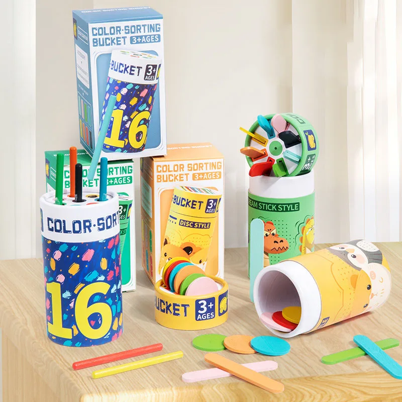 Boîte de Classification des couleurs en bois, bâton coloré, aide pédagogique, jeu de Cognition des couleurs, jouets éducatifs pour enfants, bricolage