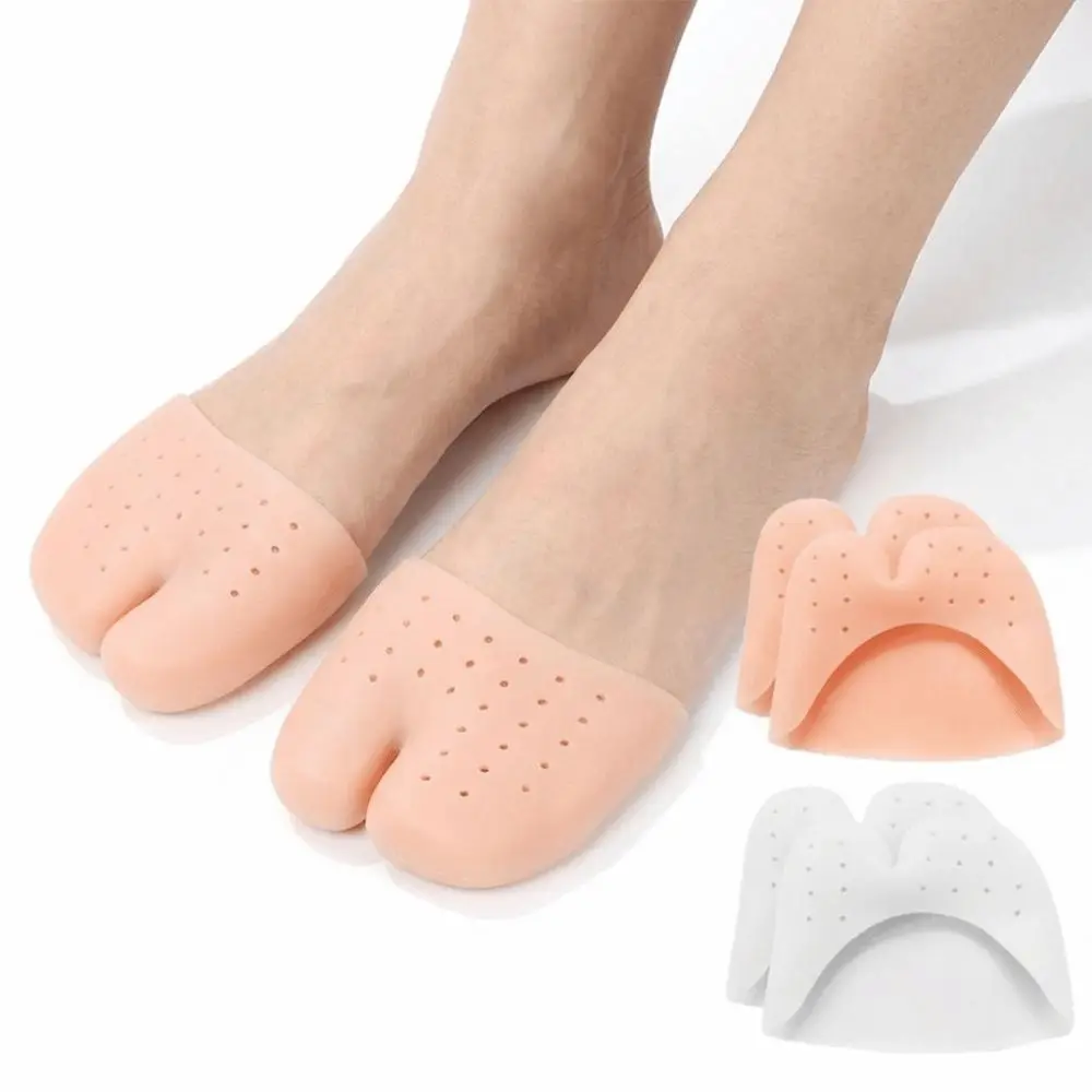 1 Pair Silicone Toe Protector Sleeve Soft Elastic Forefoot Toe Separator Breathable Hole Flexible Metatarsal Cushion