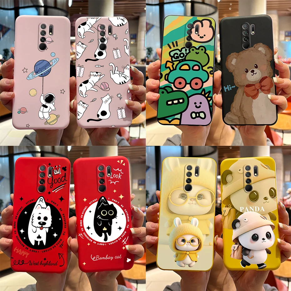 For Redmi 9 Case Soft Silicone Cute Rabbit Panda Painted Cover Phone Case For Xiaomi Redmi 9 Case Redmi9 Case Coque Fundas Shell