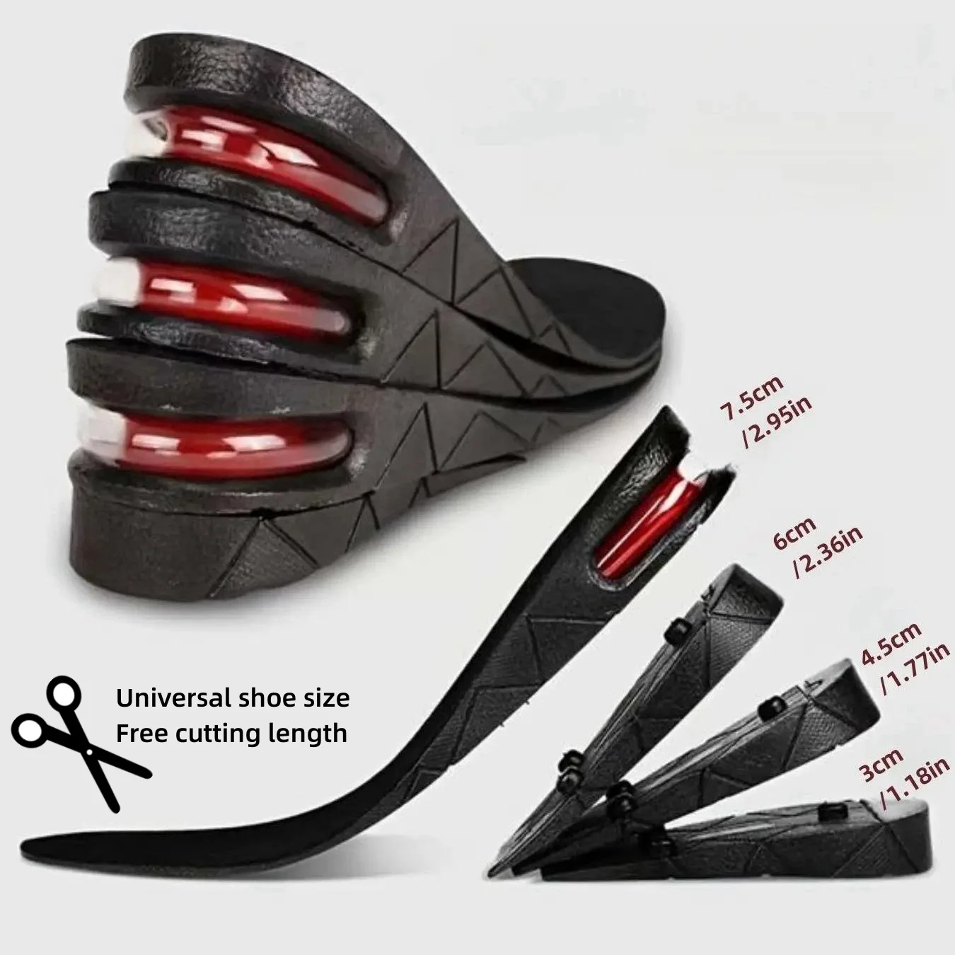 1 par de plantillas multicapa desmontables y cortantes, plantillas para aumentar la altura, altura desmontable multicapa para hombres y mujeres