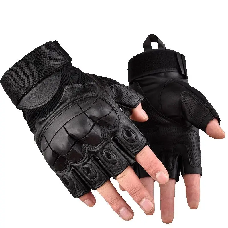 Outdoor Sports Motorcycle Gloves Airsoft Shooting Breathable Fingerless Leather Tactical Reinforced Knuckle Protection Items
