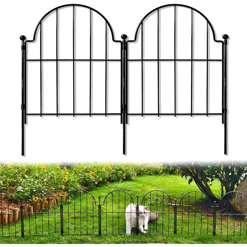 

Fence, 22 in(H) x 10.83 ft(L) Arched Rustproof Metal No Dig Fence Garden Fence Border, Ground Stake Animal Barrier Fence