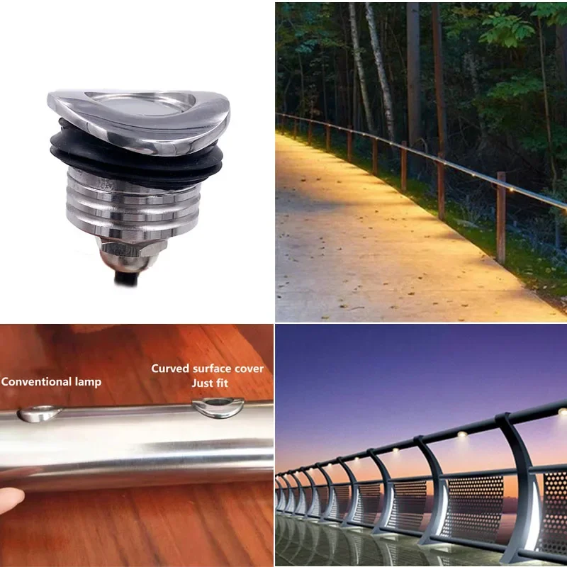 Outdoor LED path light circular staircase handrail  garden IP68 waterproof dimming pipe curved surface embedded mini spotlight
