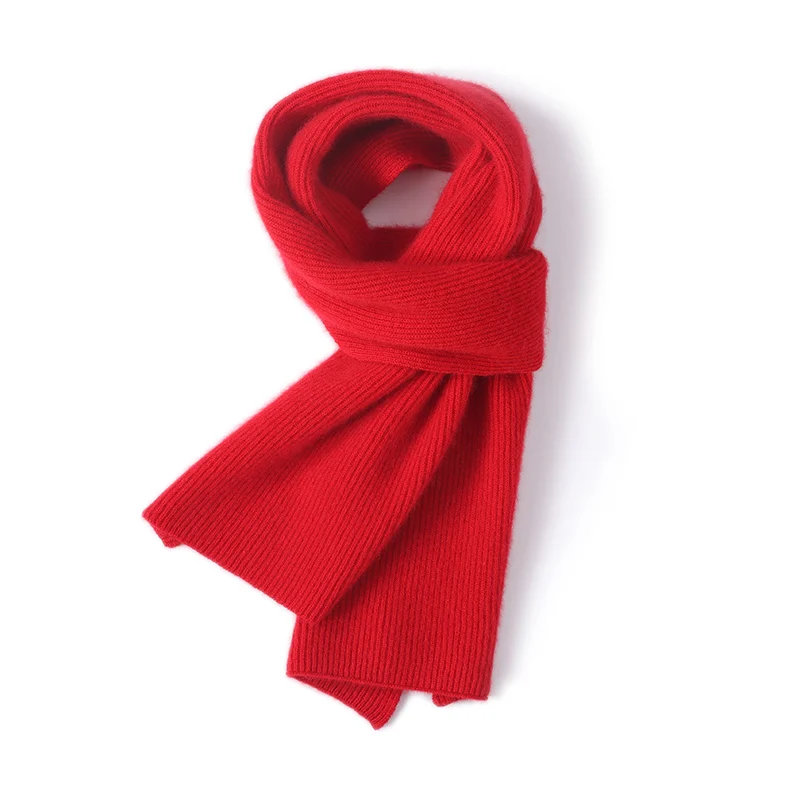 100% Goat Cashmere Women Scarf Winter Warm Knit Classic Solid Color Scarves Ladies Scarf High-end Scarf Christmas New Year Gift