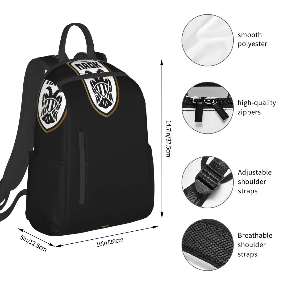 PAOK Greek Football Sports Fans From Thessaloniki Backpack Student BookBag Boys Girls School Bag Laptop Shoulder Bags Men Women