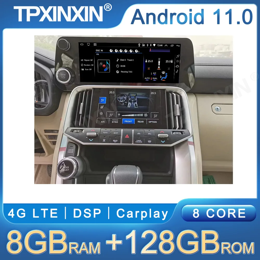 

12.3" Multimedia Video Player For Toyota Land Cruiser LC300 TO LX600 2022 Android Car GPS Navigation Radio DSP Head Unit Carplay