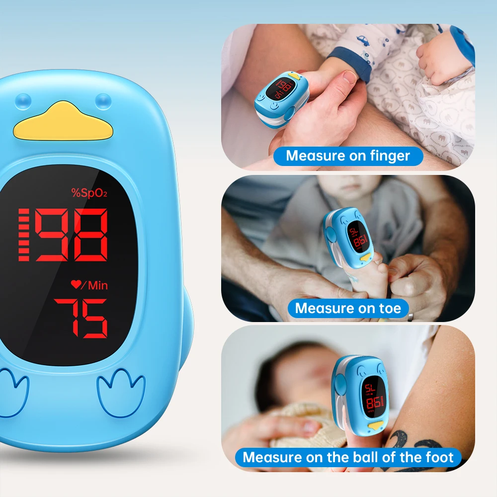 HealthTree Kid Finger Pulse Oximeter Pediatric Oximetro De Dedo SpO2 Pulsioximetro for Baby Child Children LED