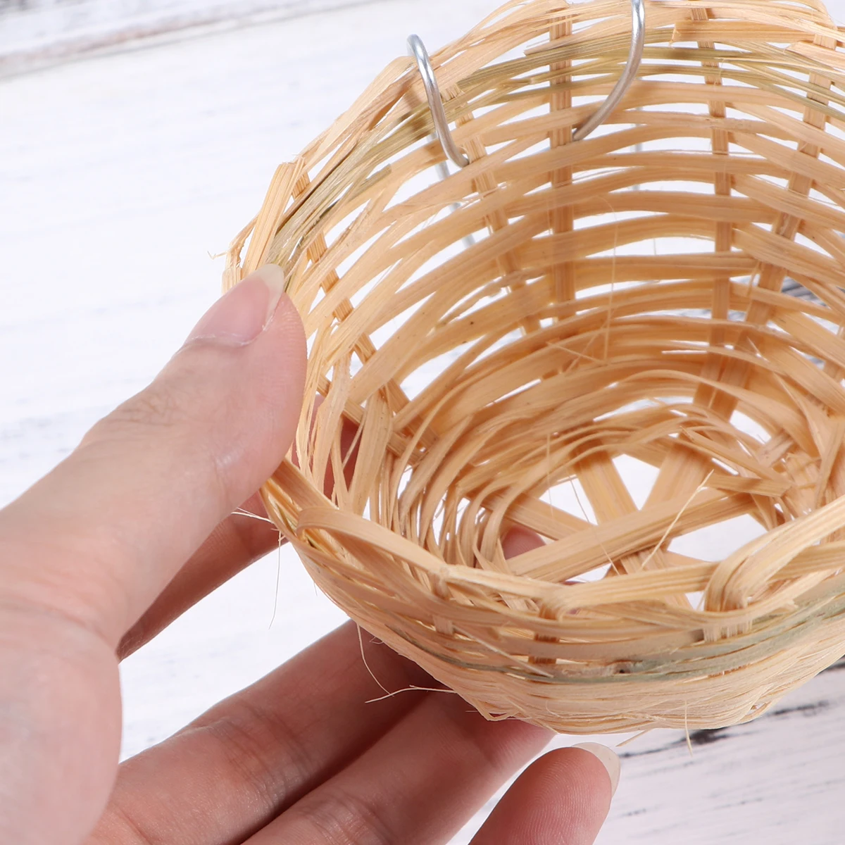 

5 Pcs Bamboo Bird Nest with Hook for Birds Decorate Practical Wooden House Hanging