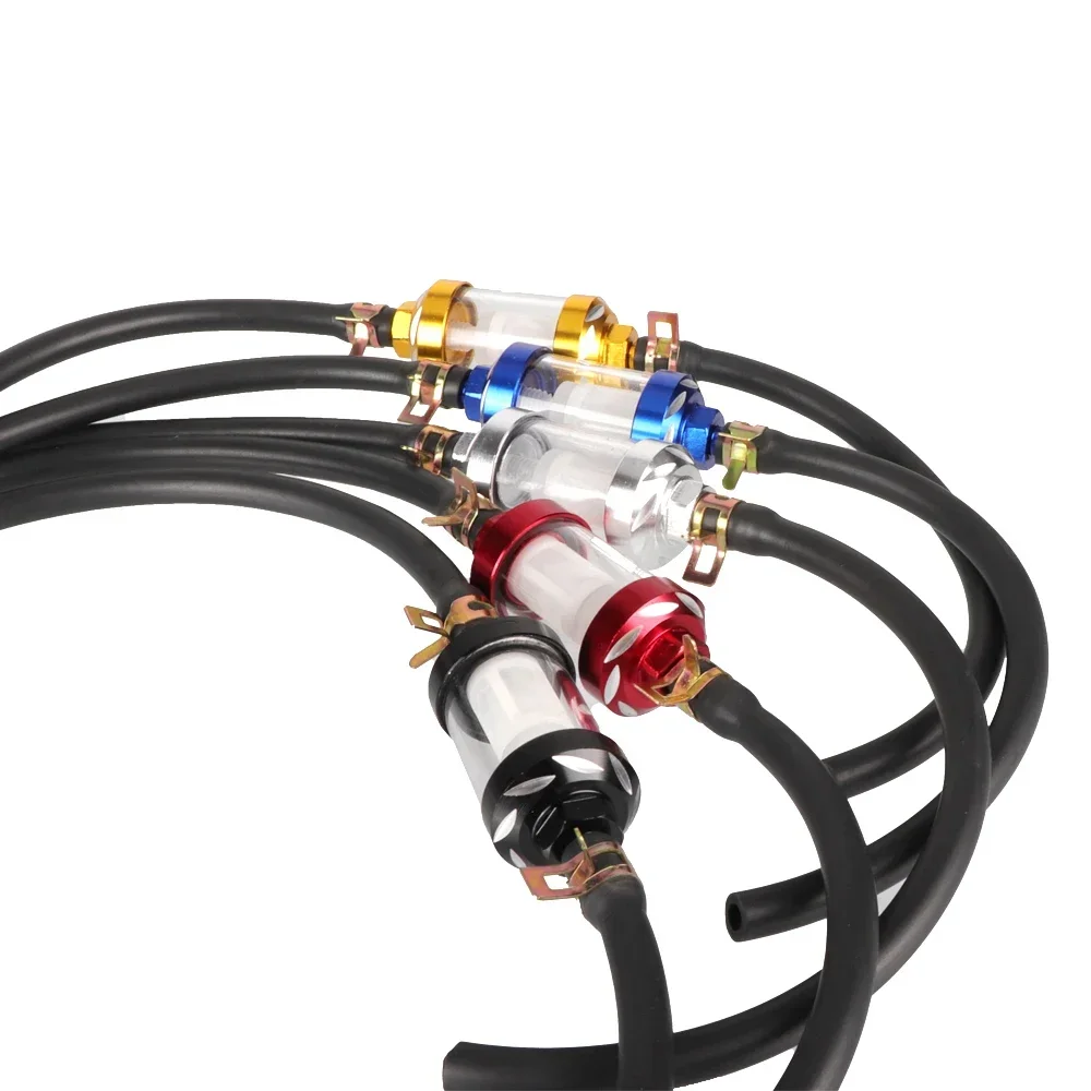 Universal 8mm Fuel Filter Set with 40CM Petrol Fuel Line Hose and 4 Clips For Motorcycle Motorbike GY6 Scooter Pit Dirt Bike ATV