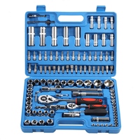 108Pcs Ratchet Wrench Socket Set 1/4in 1/2in CR40 Steel Socket Set Tool Case + Box Hand Tool Kits