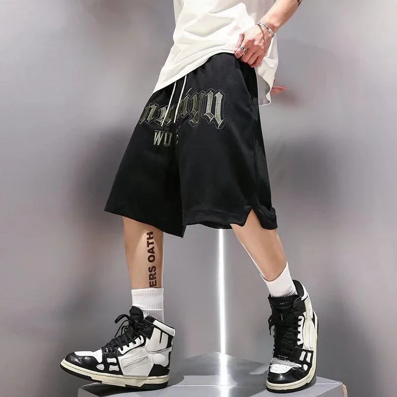 Bermuda Short Pants For Men With Draw String Mens Cargo Shorts Black Half Trend Popular Harajuku Loose New In Casual Baggy Jorts