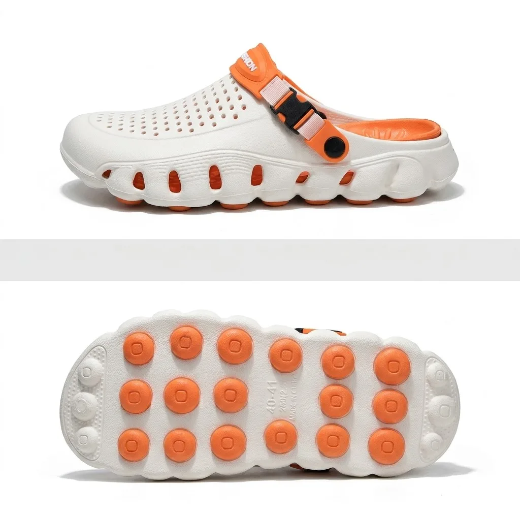 Herren-Lochschuhe, Rutschfeste Weichsohlen-EVA Zweifach Tragbare Coole Pantoffeln, Atmungsaktive Sommer-Outdoor-Strandschuhe – Detail 10