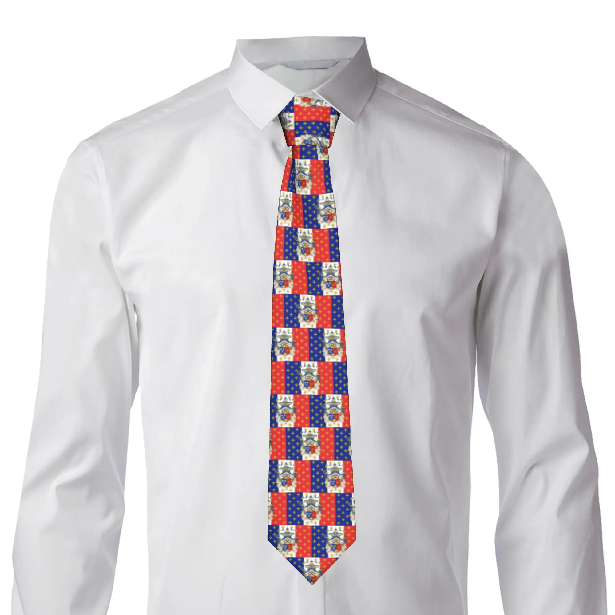 Classic French Flag Fleur de Lys  Ties Mens Fashion Silk Royal Standard Napoleon  Neckties for Office