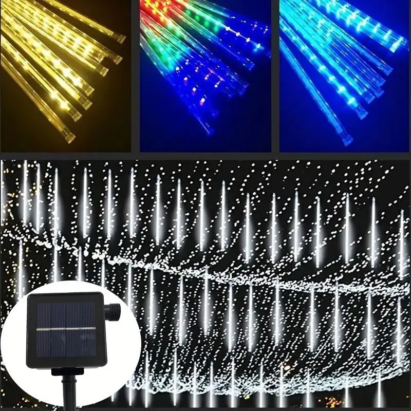 

LED Solar Meteor Shower Rain Lights 30/50cm 8 Tubes Street Garland Christmas Landscape Light Outdoor Waterproof Garden Decor