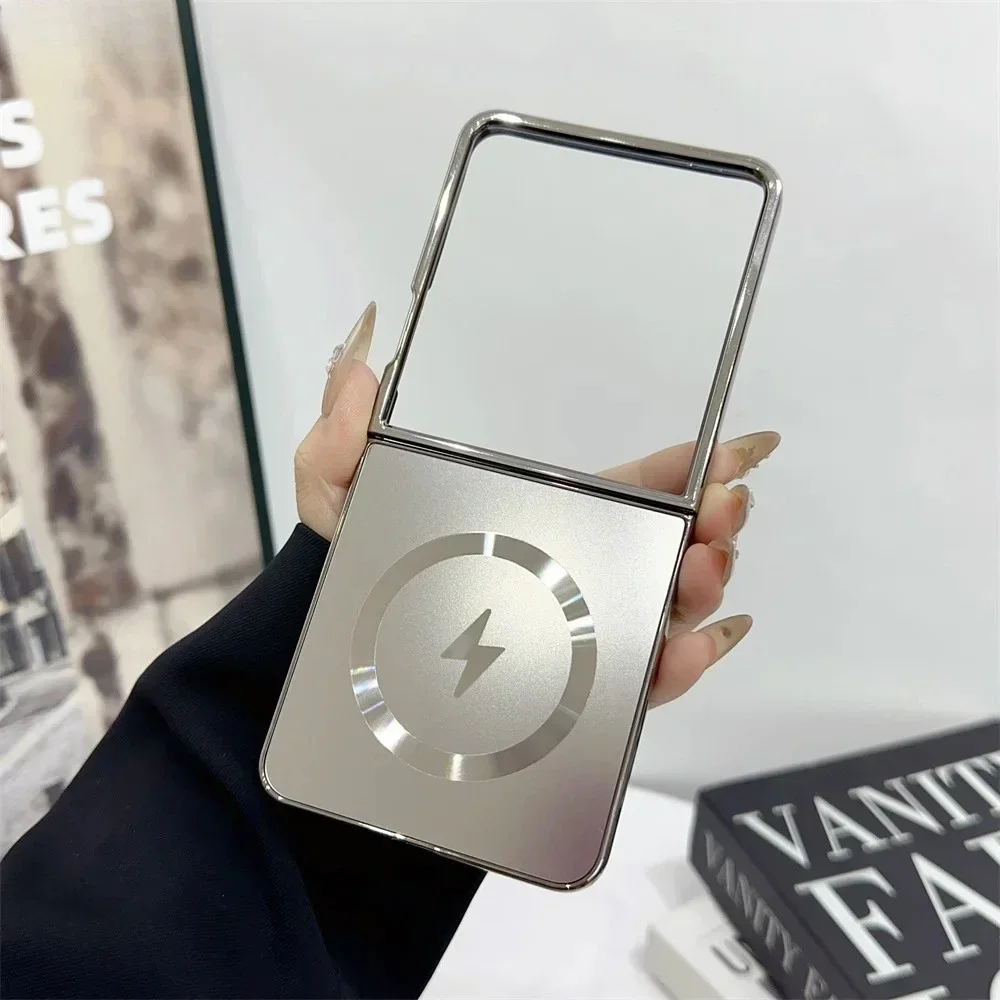 고품질 도금 자석 메탈릭 페인트 케이스 삼성 갤럭시 Z 플립 7 FE 6 5 4 3 무선 충전 슬림 충격 방지 커버