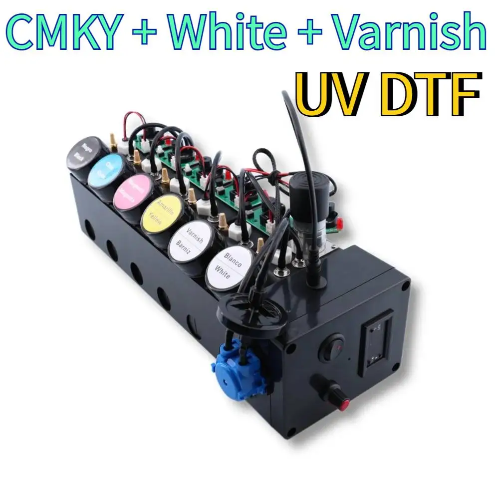 6 ألوان تعديل الأشعة فوق البنفسجية الورنيش لامعة تحويل عدة DTF نظام الحبر كيبك تداول جهاز أداة لتقوم بها بنفسك أداة طابعة الأشعة فوق البنفسجية مع الحبر الأبيض #2