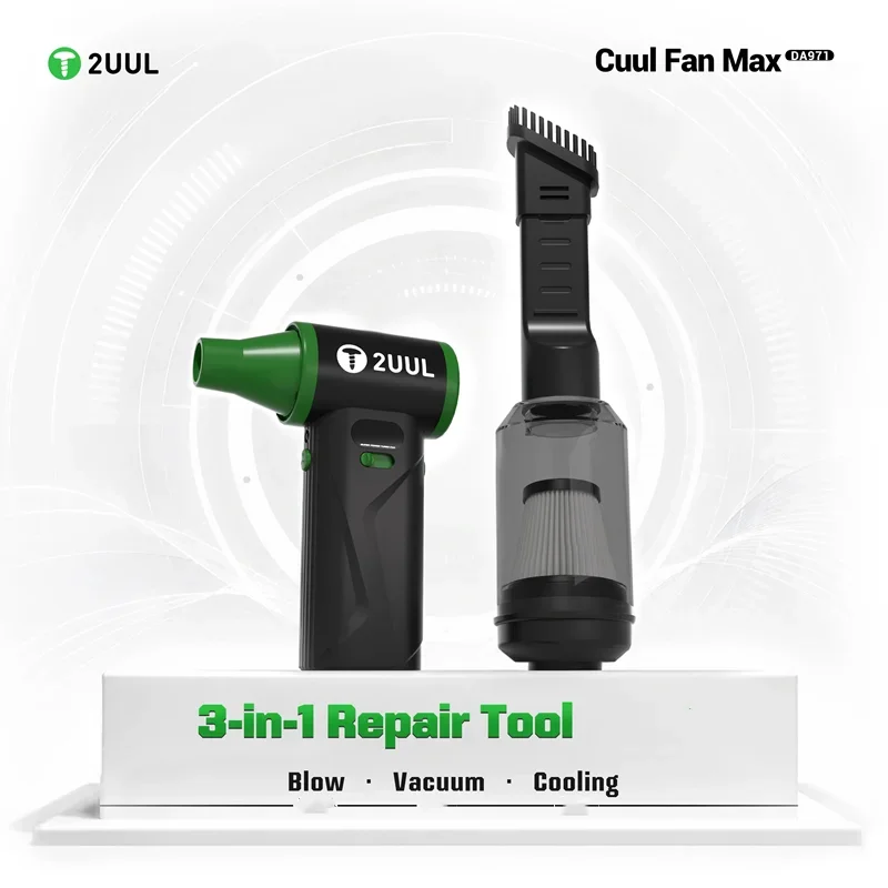 2UUL DA971 Cuul Fan Max 3in1 Turbo Repair Fan with Cooling Dust Blowing Strong Suction Vacuum 80W for Phone Cleaning Tools Set
