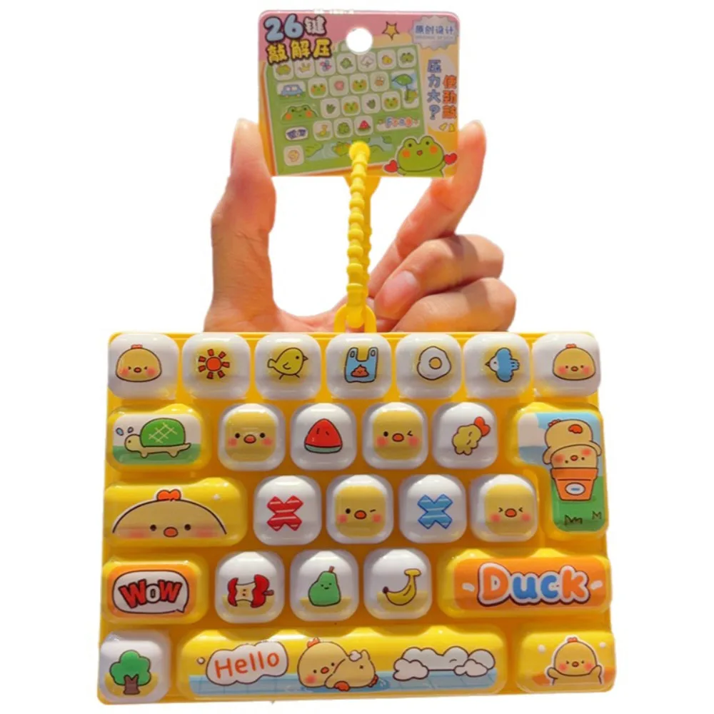Cartoon 26 Keys Keyboard Keychain Animals Clicker Sound Fingertip Button Keyring Pressable Keys Relaxed Sensory Clicker