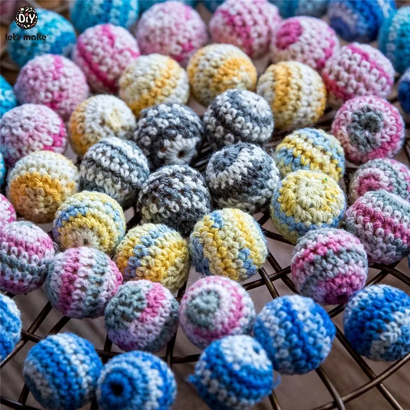 

100pc Wooden Baby Teether Beads Colorful Crochet Beads Newborn Diy Wooden Craft Rattle Nursing Necklace Baby Health Accessories