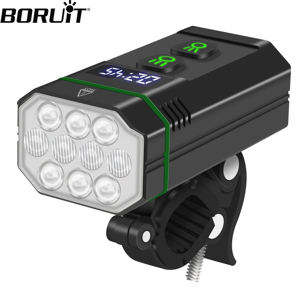 BORUiT 5000mAh 10 LED Bicycle Headlight Type-c Rechargeable Waterproof Bike Front Lamp Super Bright MTB Road Cycling Lantern