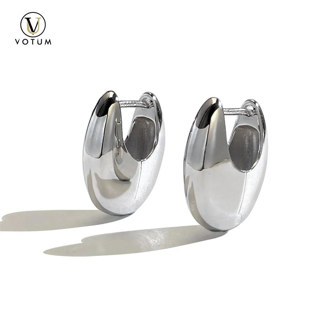 

Votum 925 Silver 18K White Gold Plated Drop Earring Hoops for Women Shiny Handmade Minimalist Fine Jewelry for Daily Xmas Gift