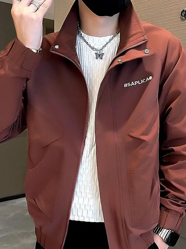 

Повседневный мужской топ Jaet с воротником-стойкой и вышивкой, модный топ Haome, весна-осень, новинка, длинное волокно из полиэстера