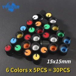 30pcs/6color WH148 Potentiometer Knob Cap(copper Core) 15x15MM 6mm Hole AG3 Yellow Orange Blue White Red Green 6color*5PCS=30PCS