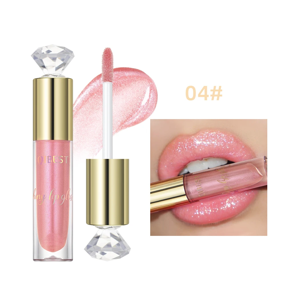 

QIBEST Glitter Metallic Lip Glaze Shiny Long Lasting Shimmer Lip Gloss Moisturizing Liquid Lipstick Makeup Lip Tint For Women