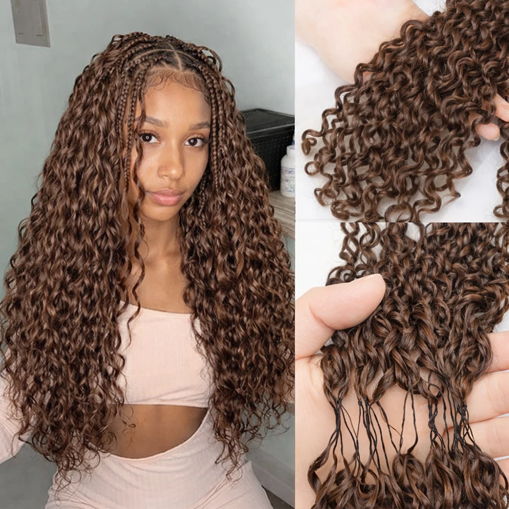 

Шоколадно-коричневые волосы Deep Wave Feather Crochet из натуральных бирманских кудрявых волос для плетения косичек, предварительно разделенные, без узлов, для наращивания.