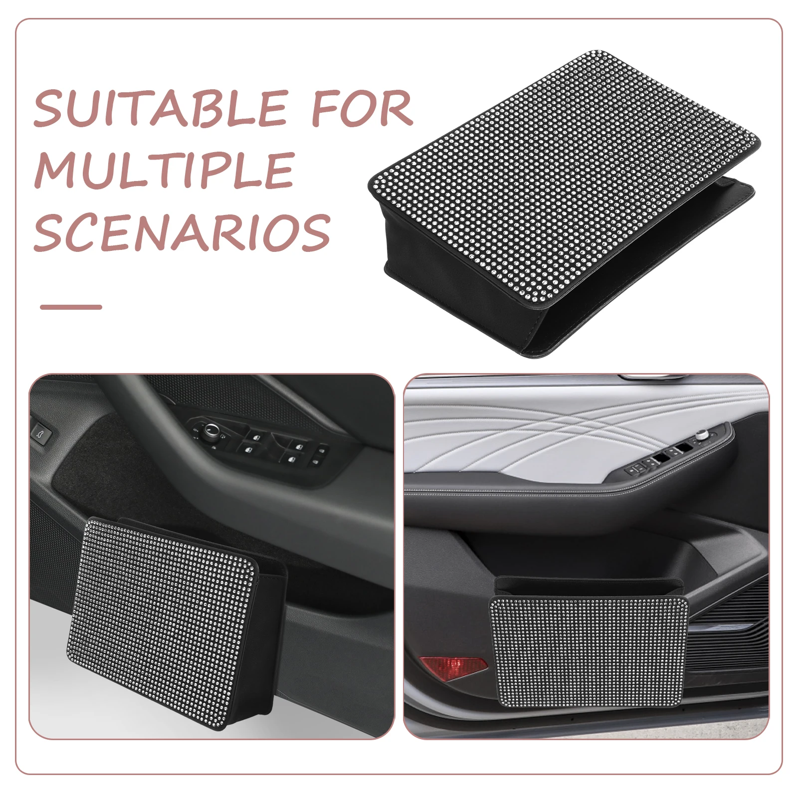 

Trash Can Foldable Door Organizer Storage Box for Side Console Pu Car Organizers Car Storage Solutions
