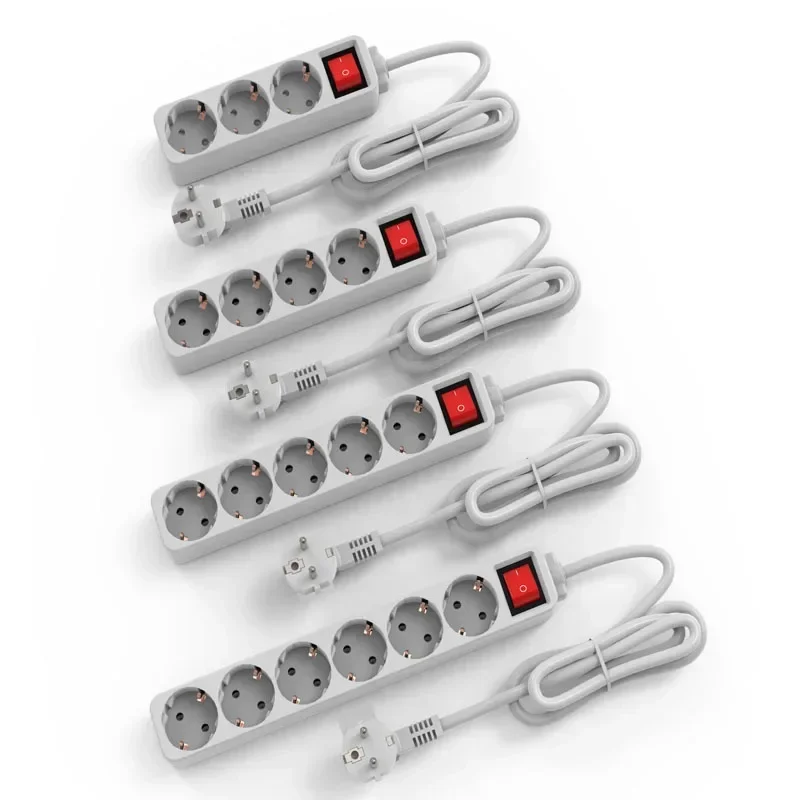 New 16A Power Socket 4000W Power Strip AC100-250V 1.5m Power Drag Board EU 3/4/5/6 Position Porous for Household Office