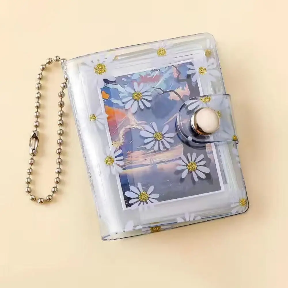 Cute Thickened Daisy Photo Album Wear-resistant With Buckle Mini Card Holder Hanging Pocket Keychain Album Star-chasing