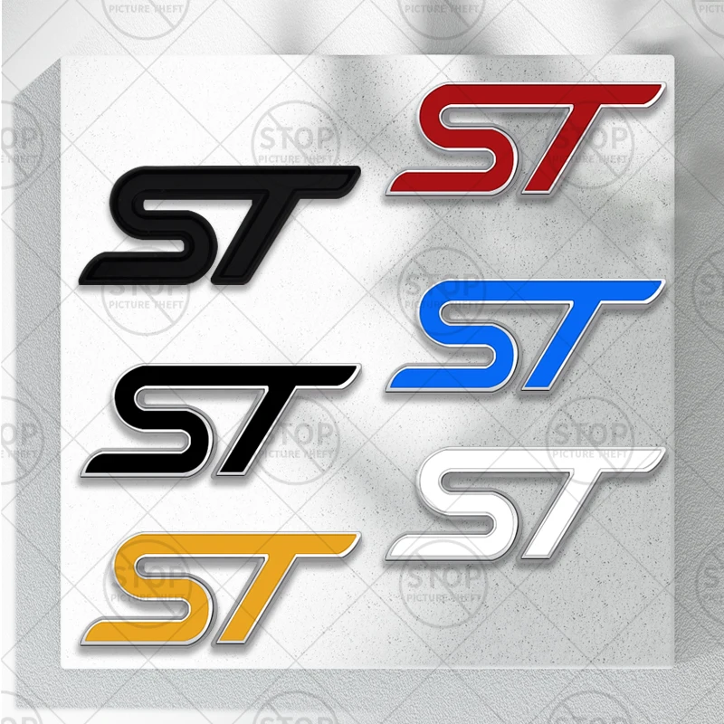 ST Logo Car Interior Steering Wheel Sticker Center Console Decoration Badge For Ford ST Line Puma C-MAX Focus Mondeo Kuga Fiesta