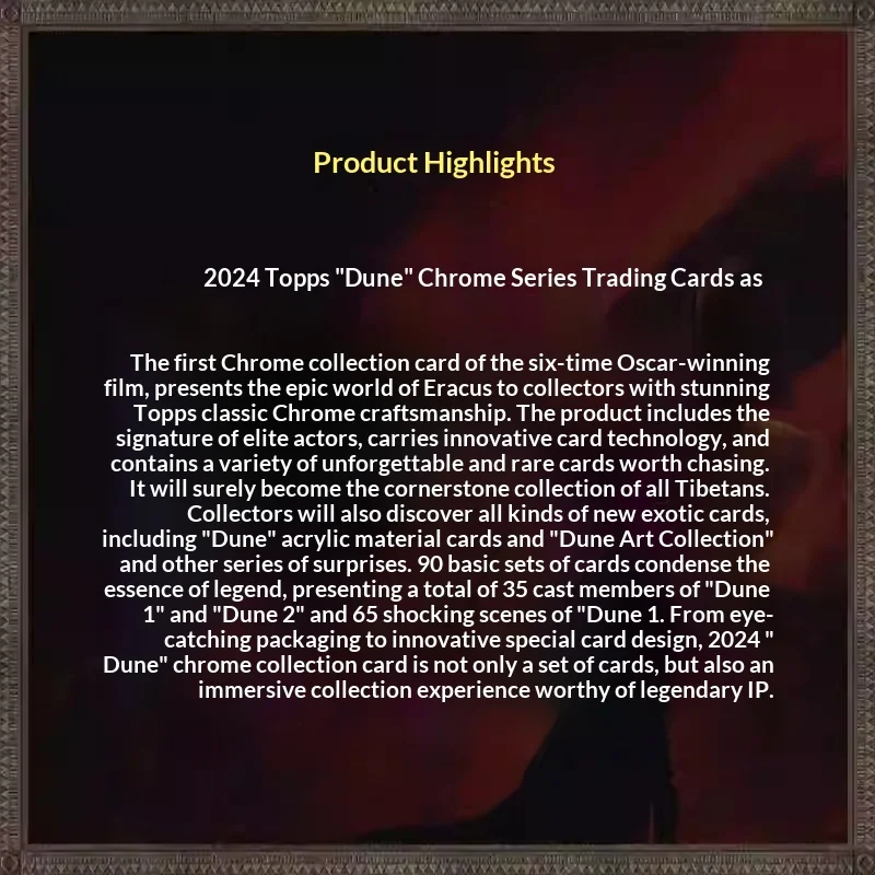بطاقات مجموعة أصلية من سلسلة Topps Dune Chrome لعام 2024 - قيمة/صندوق هواية مجموعة ألعاب محيطية هدية للأولاد