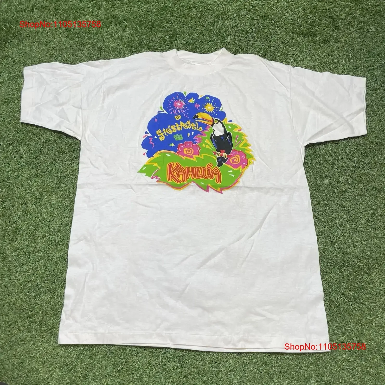Kahlua camiseta XL 90s 00s Y2k Toucan Fiestaval Fiesta Festival Alcohol Promo vintage lavado moda versátil ligeramente