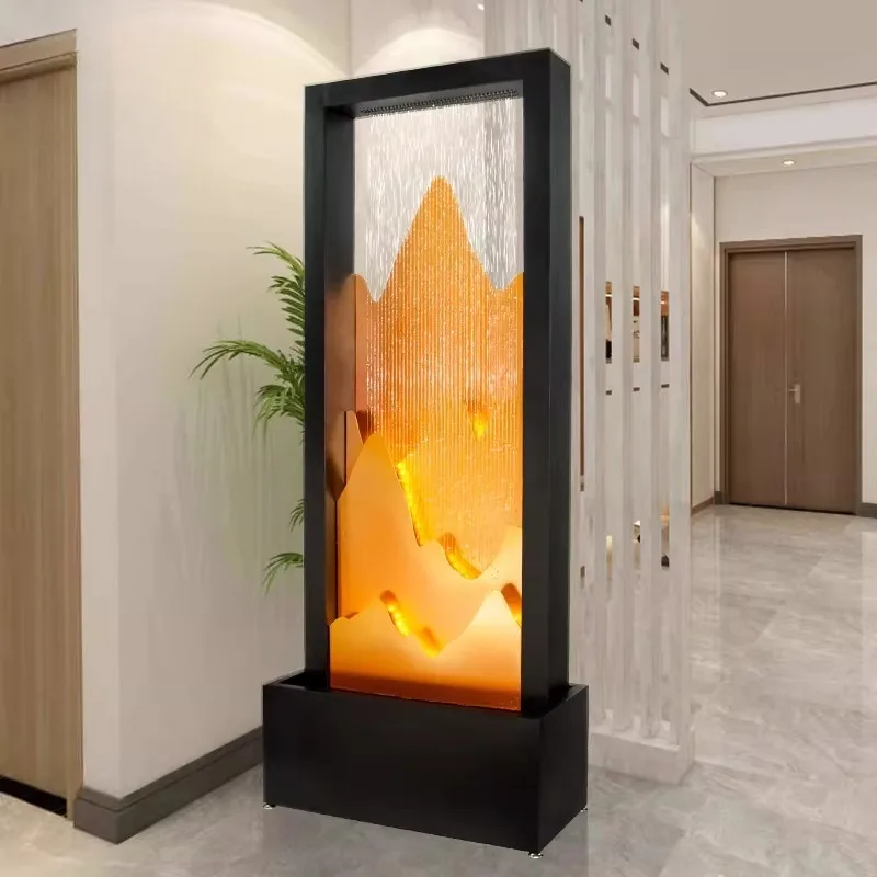 Living Room Water Curtain Wall Circulating Water Large Flowing Floor Standing Fountain Landscape Decoration