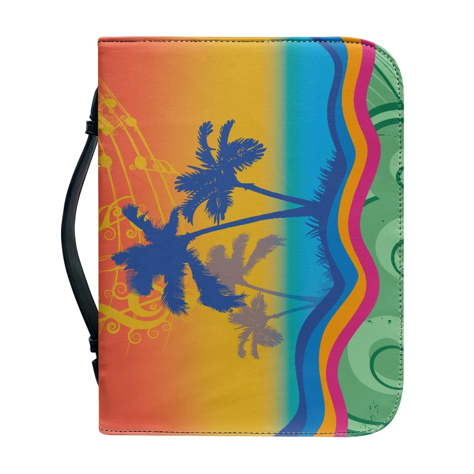PENSTROLL Beach Palm Tree Music New Arrival Bible Cover PU Leather Handle Bible Holder for Christian Prayer