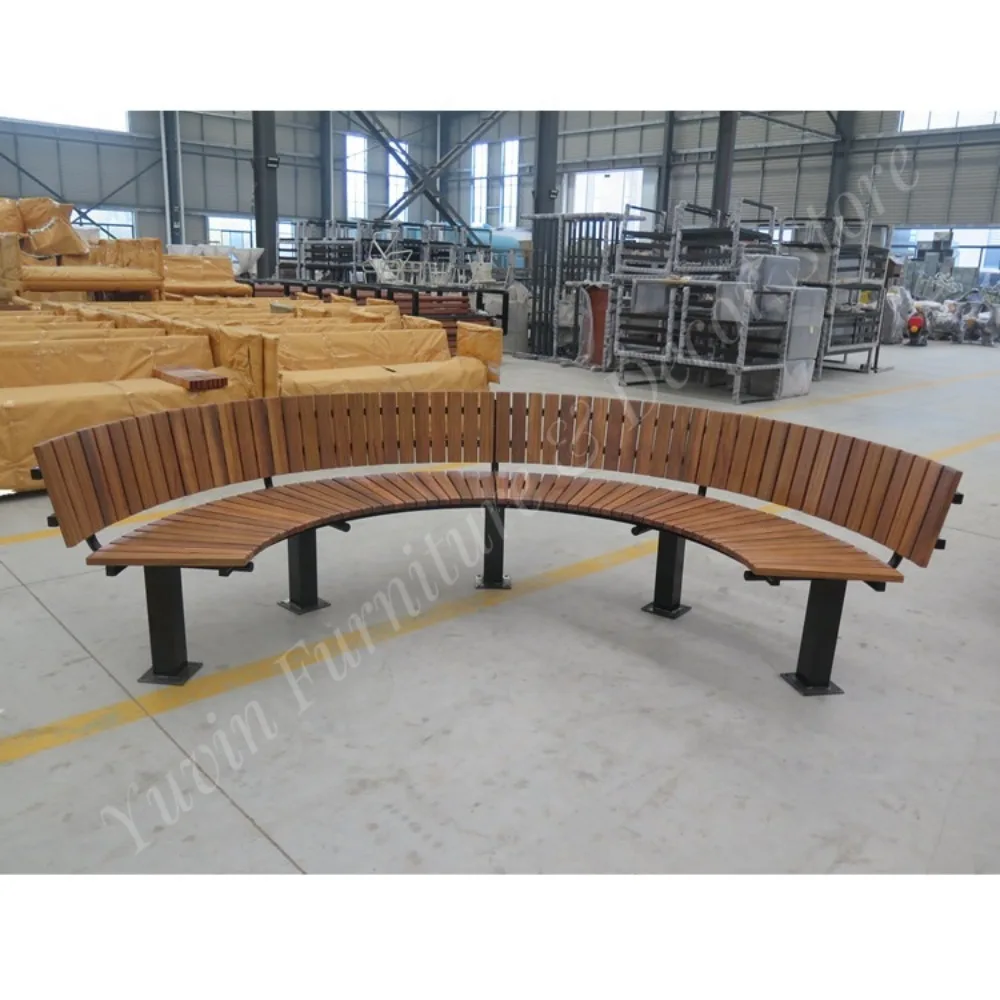 Curved Wooden Outdoor Benches Customized Semicircle Patio Bench with Back