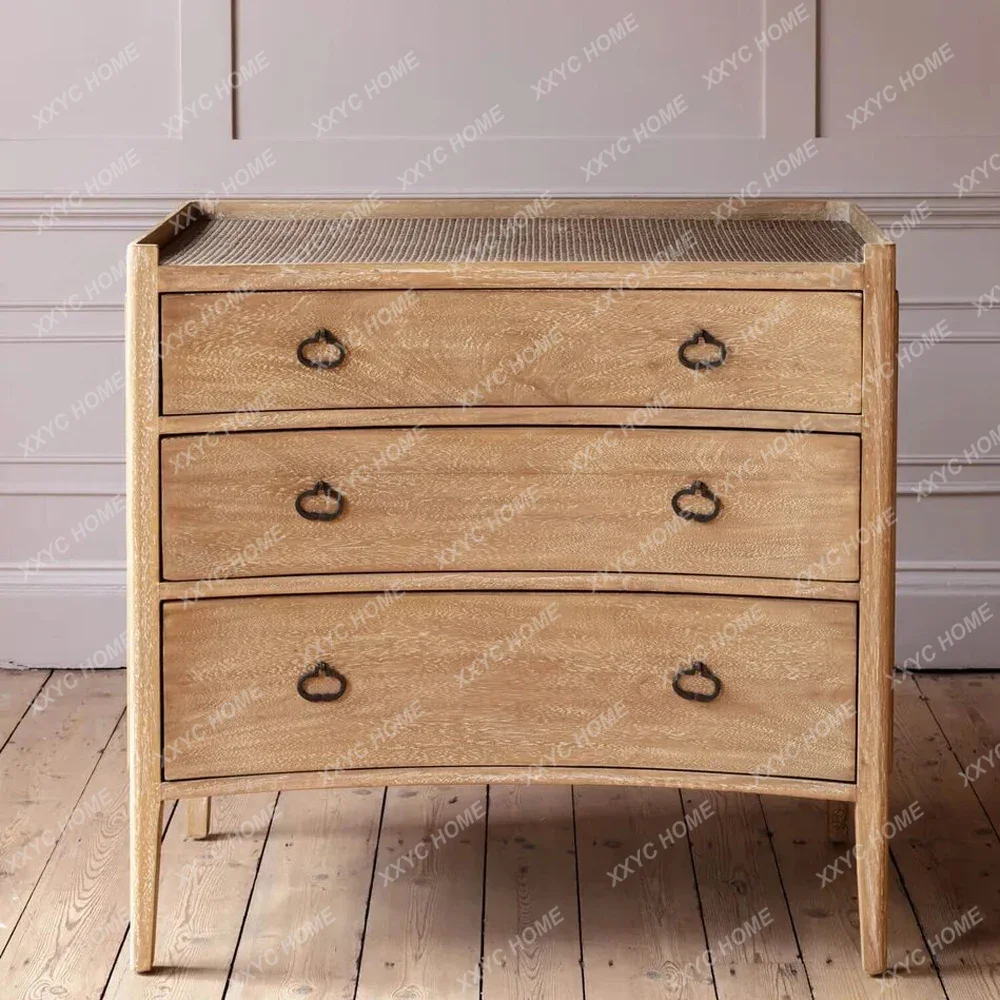 AA country style solid wood storage chest retro small apartment living room side cabinet